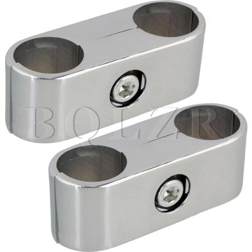 BQLZR Aluminium Alloy Round Tube Two-way Connector 82x25mm Silver Pack of 2