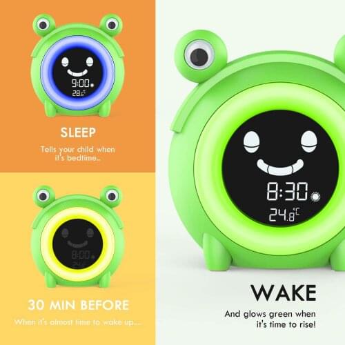 Alarm Clock for Kids, Baby Children’s Sleep Training Clock with Wake Up Light, 5-Color Changeable Night Light, 5 Alarm Rings