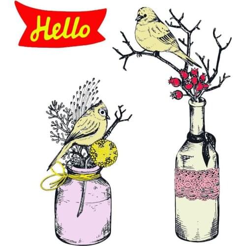 DABOXIBO Bird On Vase Clear Stamps Mold For DIY Scrapbooking Cards Making Decorate Crafts 2021 NEW Arrival