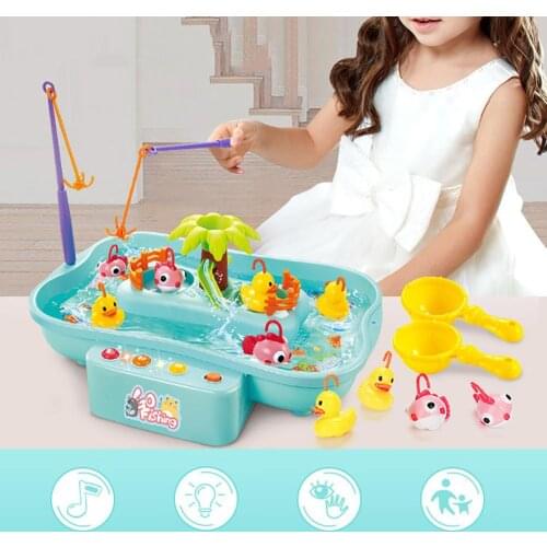 Kid Electric Music Rotary Water Fishing Swimming Poor Parent-Child Interaction Puzzle Interactive Toy