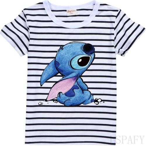 Disney Kids Clothing Stitch T-shirts For Boys Girls Kids tops Printed Tee Shirts Short Sleeves Stitch Children Summer T shirt