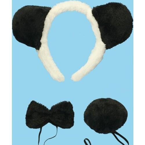 Kids Boy Man Panda Animal Cosplay Costume Headband Tie Tail Hair Accessories for Birthday Halloween Party Favor