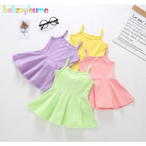 1-5Years/2020 New Toddler Summer Dresses For Girls Outfits For Kids Clothes Cute Solid Sleeveless Cotton Princess Dress 1888-1