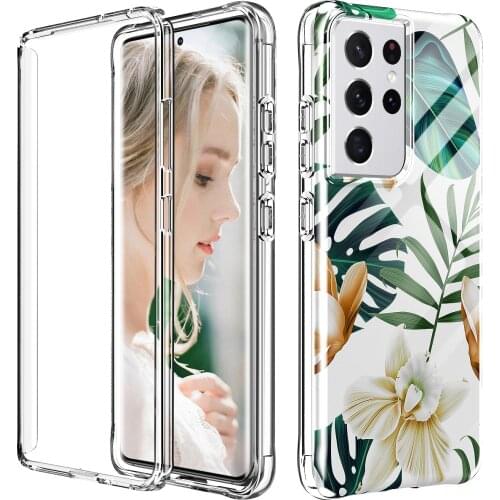 For Samsung Galaxy S21 Ultra S21+Plus S21 Ultra 5G Shockproof Case,Full-Body Protection Hard PC Bumper + Glossy Soft TPU Rubber