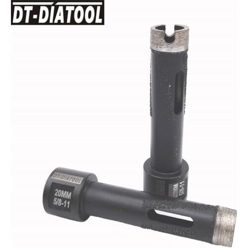 DT-DIATOOL 2pcs 20mm Laser Welded Diamond Dry Drilling Core Bits both Side Protection 5/8-11 Connection Crown Segment Drill Bits