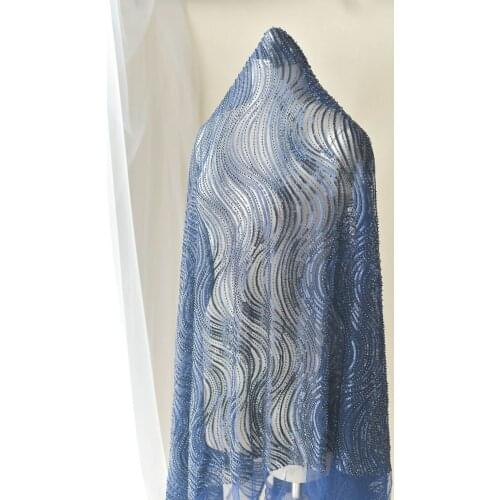 Curly embroidery beaded fabris bridal dresse DIY high quality fabrics