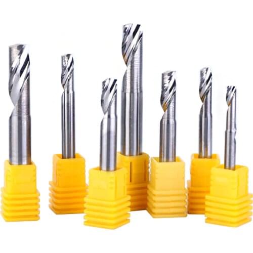 1Pc 4mm 5mm 6mm 6.35mm 8mm 1/4" One Single Flute Milling cutter CNC Tool Solid Carbide aluminum composite panels Copper End Mill
