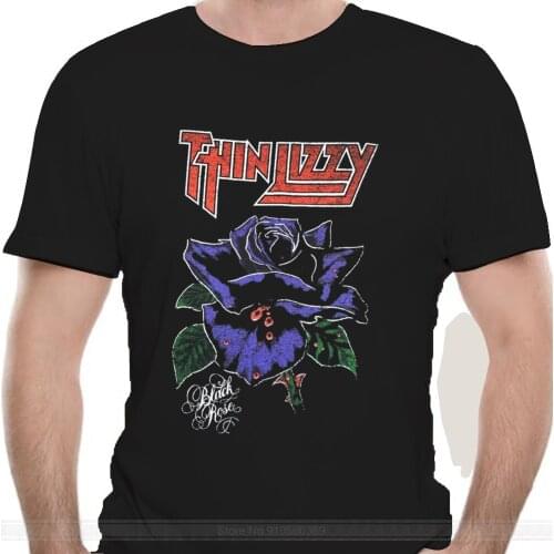 Thin Lizzy Black Rose T Shirt New cotton tshirt men summer fashion t-shirt euro size