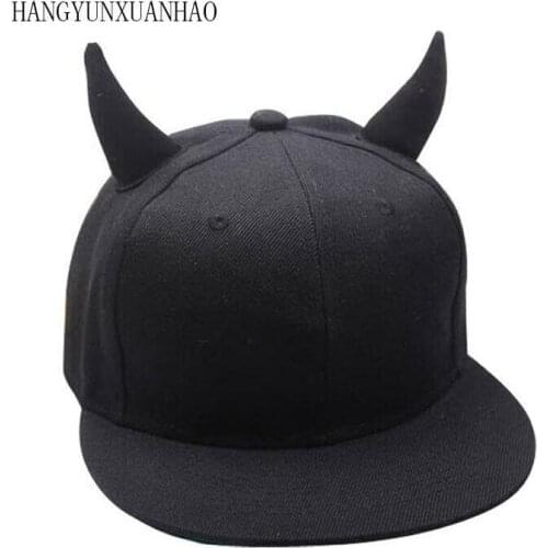 HANGYUNXUANHAO Parent-child Black Men Women Punk Horn Baseball Cap Hip-hop Hat Adjustable Snapback Cap With Horns