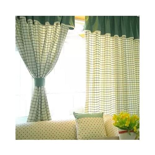 Cotton Yarn-Dyed Plaid American-Style Village Style Curtain Fabric