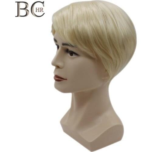 BCHR Short Men Wig Straight Synthetic Wig for Male Hair Fleeciness Realistic Natural Blonde Toupee Wigs