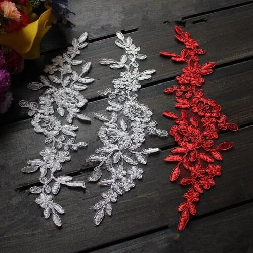28.5*8.5cm lace wedding dress applique DIY bridal headdress ivory white red lace collar lace fabric patch
