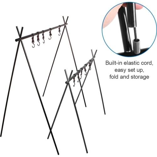 Lightweight outdoor Folding Camping Shelf Aluminum Alloy Clothes Storage Hanger Cookware Eequipment Hanging Rack Triangle Rack