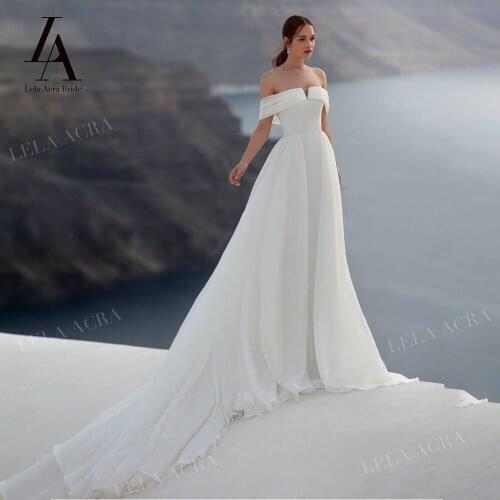 LelaAcra Sleeveless Wedding Dress 2022 New Satin Mermaid 2 In 1 Detachabl Train Beach Princess Bride Gowns NE09 Vestido de Noiva