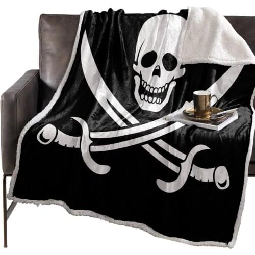 Sword Pirate Skull White Black Blanket Floral Fleece Blanket for Kids Girl Couch Soft Plush Bedspreads Quilt Drop Ship Blankets