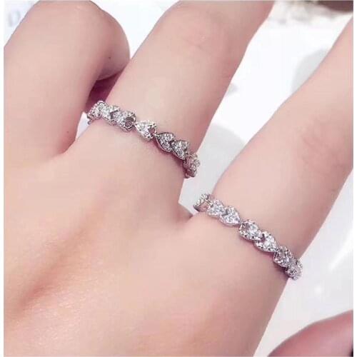 S925 pure silver micro rhinestone fashion wheat chain ring Korean version of individual silver ornaments for women