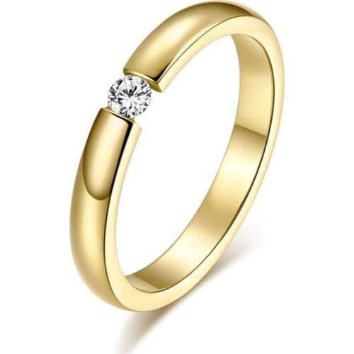 MOREDEAR 4MM Cubiz Zircon CZ Titanium Steel Ring for Women