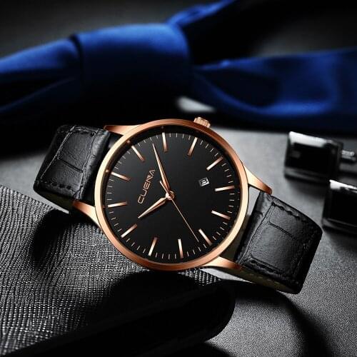 Men Fashion Sport Watch Stainless Steel Case Leather Band Quartz Analog Wrist Watch Relogios Masculino erkek kol saati zegarek Q