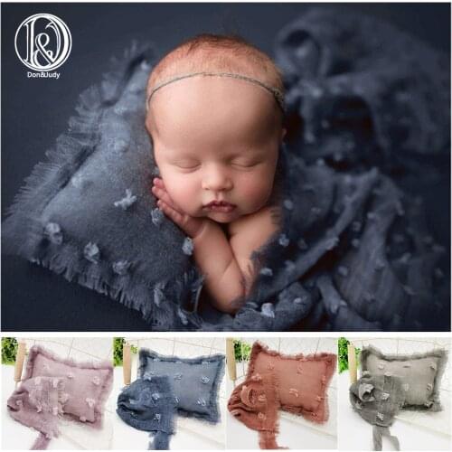 Newborn Photo Shoot Sets Cotton and Linen Posing Baby Pillow + Wraps + Hat Bonnet Newborn Baby Photography Props Accessories