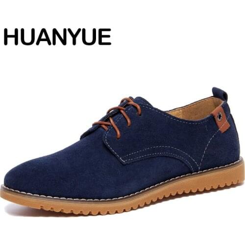 New Plus Size Men Casual Shoes Spring Autumn Breathable Flat Shoes For Men Suede Oxfords Mens Leather Shoes Zapatillas Hombre