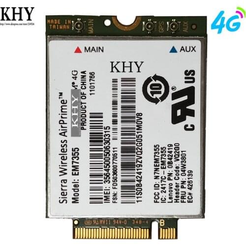 Original EM7355 Gobi5000 4G LTE/EVDO/HSPA+42Mbps NGFF for ThinkPad T431s T440 T440s T440p T540P W540 X240 FRU 04W3801