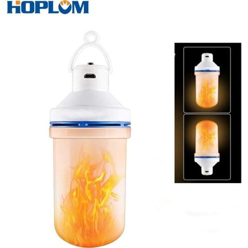 USB Rechargeable Dual-way Simulation Dynamic Flame Effect Light Home Lantern for Kids Camping Decoration Lights