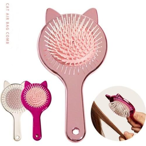Hair Brushes Girls Ponytail Comb ABS Anti-static Massage Comb Promote Cute Cat Head Blood Circulation Hair Brush Combs