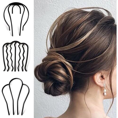 Hair Insert Comb Messy Bun Hair Pin Metal Wave Shape Hair Fork for Parties