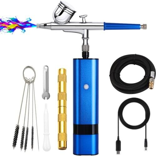 High Pressure 32 PSI Blue Color Airbrush Compressor Rechargeable Wireless Skin Care Tattoo Nail Beauty Makeup T-Shirt Art Design