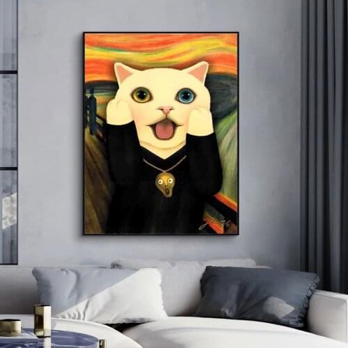 Nordic Vintage Cat Canvas Painting Portrait Animals Posters and Prints Wall Art Pictures for Living Room Wall Decoration Cuadros