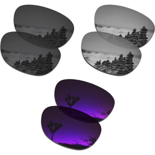SmartVLT 3 Pairs Polarized Sunglasses Replacement Lenses for Oakley Stringer Stealth Black & Silver Titanium & Plasma Purple