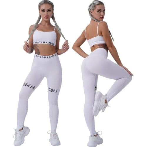Sport Suit Tracksuits Women Gym Yoga Sportswear Pure Color Push Up Sport Bra Top and Workout Running Pants Set Summer Activewear