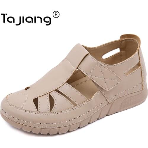Ta Jiang fashion New European and American single shoes wedge car stitching Velcro hollow mother shoes beach shoes T1500-7