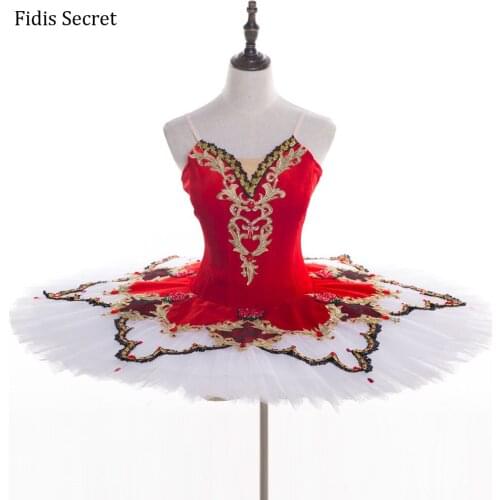 High Quality Elegant Red+White Classical Pancake Ballet Tutu Costume for Women/Girl Ballerina Sugar Plum Fairy Stage Performance