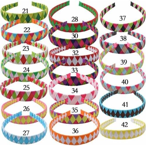 Women Basic Woven Head Bands Girl Lady Headwear Diamond Check Ribbon Winding Hair Band Hair Accessories FJ3107