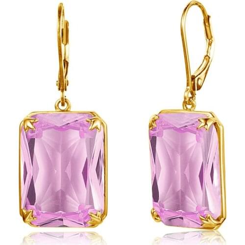 Szjinao Fashion Square Shape Pink Color Bohemia Jewellry Long Earrings Dangle Earrings For Women Fine Jewelry Ladys Brincos