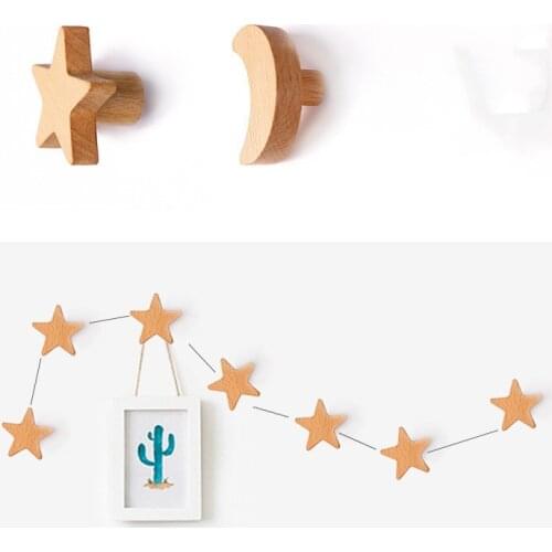 1Pc Star Moon Hook Clothes Storage Hanger Rack Self Adhesive Wall Mounted Coat Hook Kid Children Room Decoration