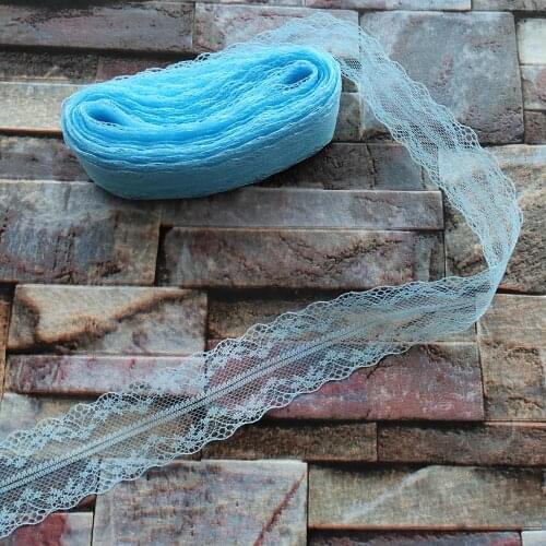 10 yards 35 mm width Lake Blue bilateral lace ribbon For Sewing Decoration DIY jewelry decoration Clothing Accessories