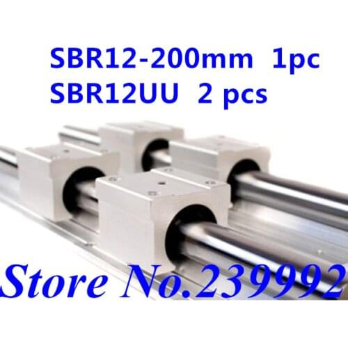 12mm linear rail SBR12 200mm and 2 pcs SBR12UU linear bearing blocks for cnc parts 12mm linear guide