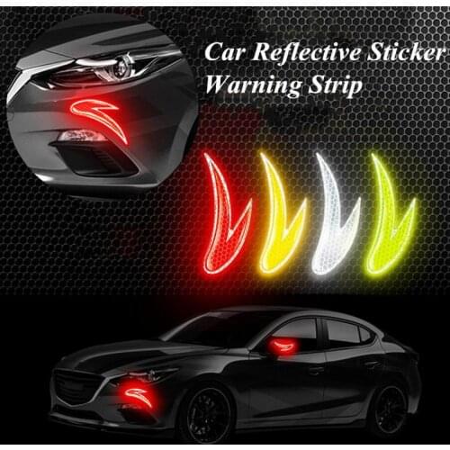2PCS General Bicycle Car Mounted Two Luminous Reflective Stickers Waterproof Anti-collision Warning Strip