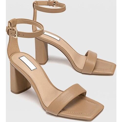 2021 Summer Womens Shoes New Fashion Chunky High Heel with Simple Euramerican Style Sandals Women