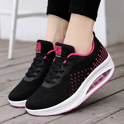 2021 Casual Antiskid Mesh Breathable Swing Wedge Women Shoes Sneakers Height Increasing Chaussure Femme Platform Ladies Trainers