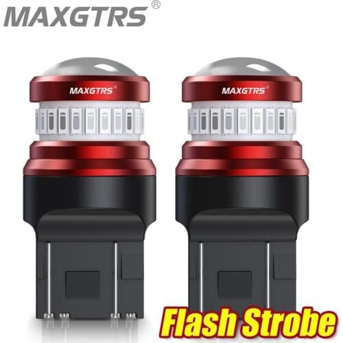 2x Strobe Flash 1157 7443 3157 LED Auto Brake Lights 4014 SMD LED P21/5W BAY15D Car Daytime Running Light Stop Tail Bulbs Red