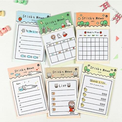30 Sheets Sunny Day Sticky Notes Self-adhesive Weekly Plan Memo Pads Kawaii Paper Notepad School Office Stationery Supplies