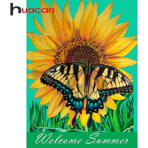 Huacan Diamond Embroidery Butterfly Sunflower 5D DIY Diamond Painting Text Animals Mosaic Cross Stitch Modular Pictures Wall Art
