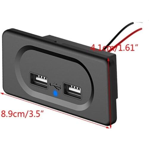 T3ED Dual USB Car Charger Socket Port Fast Auto Car Charger Adapter Mini Cigarette Lighter Quick Charge for RV Boat