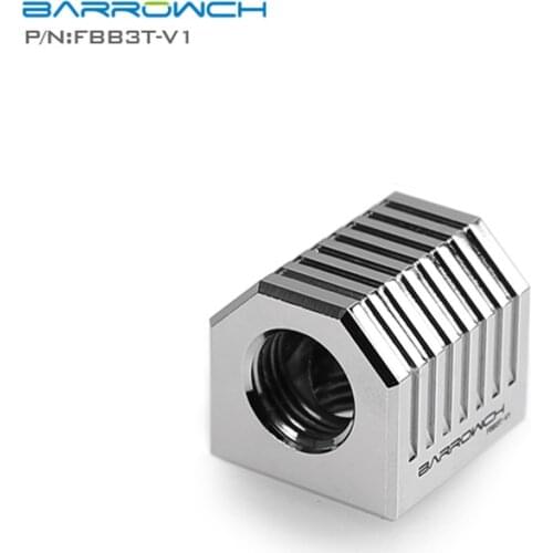 Barrow Water Cooling Fittings FBB3T-V1, Silver Cubical 3-Way Adapter Fittings, New Style, thread G1/4" 3 Way Fittings
