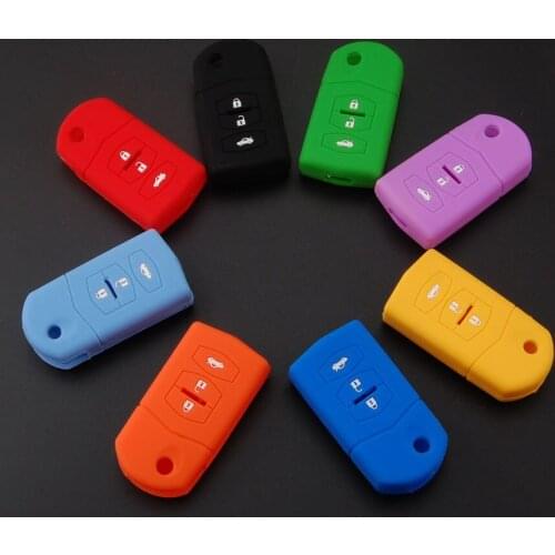 BBQ@FUKA 50PCS Mix color Silicone Remote Key Case Shell Fob Fit for Mazda 2 3 5 6 MX-5 RX-8 CX-5 CX-9