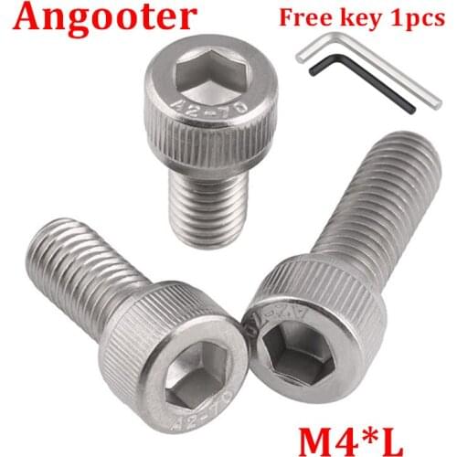 100pcs DIN912 M4 Hexagon Socket Head Cap Screw Bolts 304 stainless steel Hex allen socket screw m4*6/8/10/12/14/16/18/20/25/30