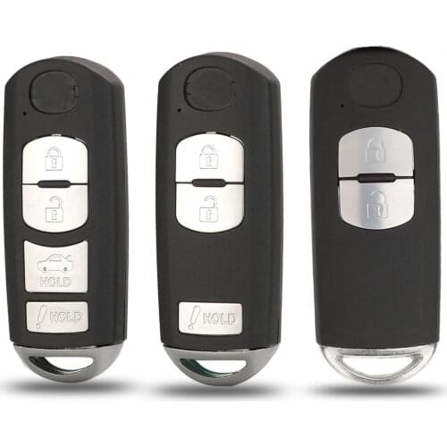 Jingyuqin For Mazda 3 6 CX-3 CX-5 Replacement Smart Remote Car Key Shell Case Fob Red Hold with Uncut Blade